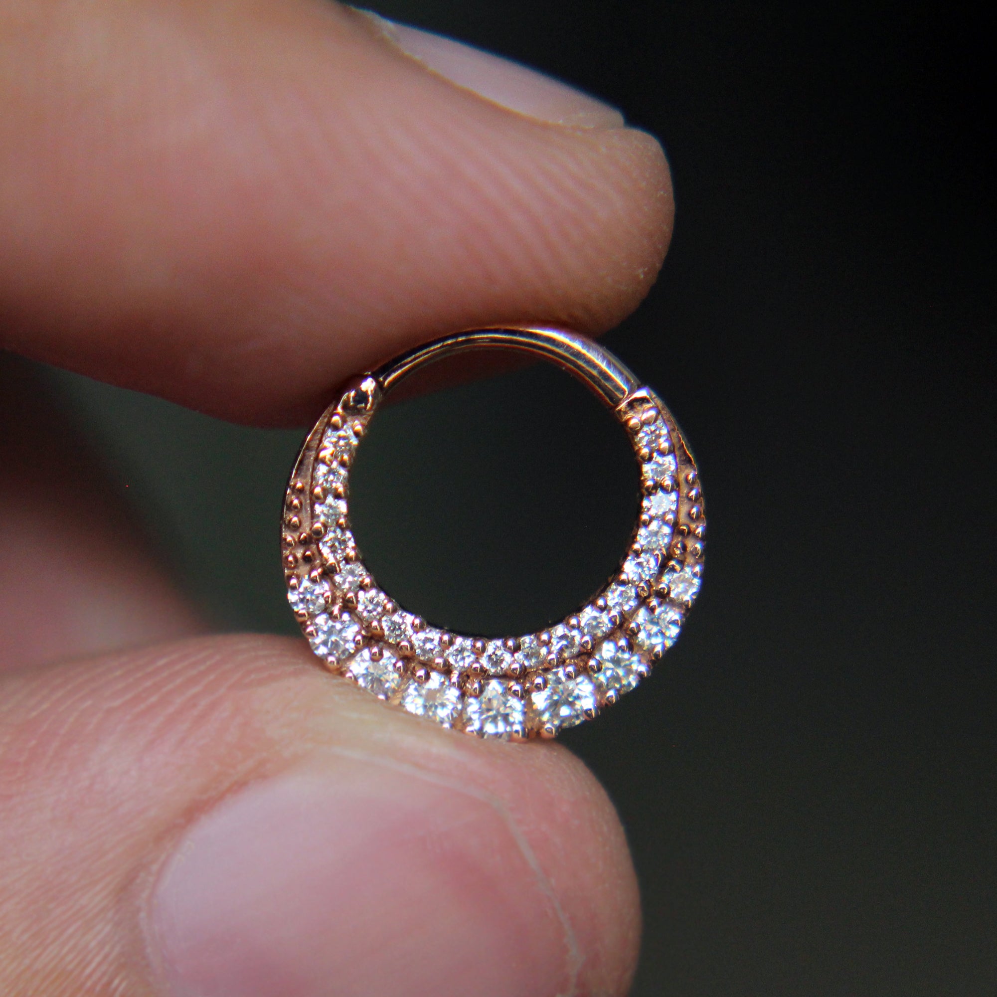 6-12mm Crescent Diamond Clicker Hoop