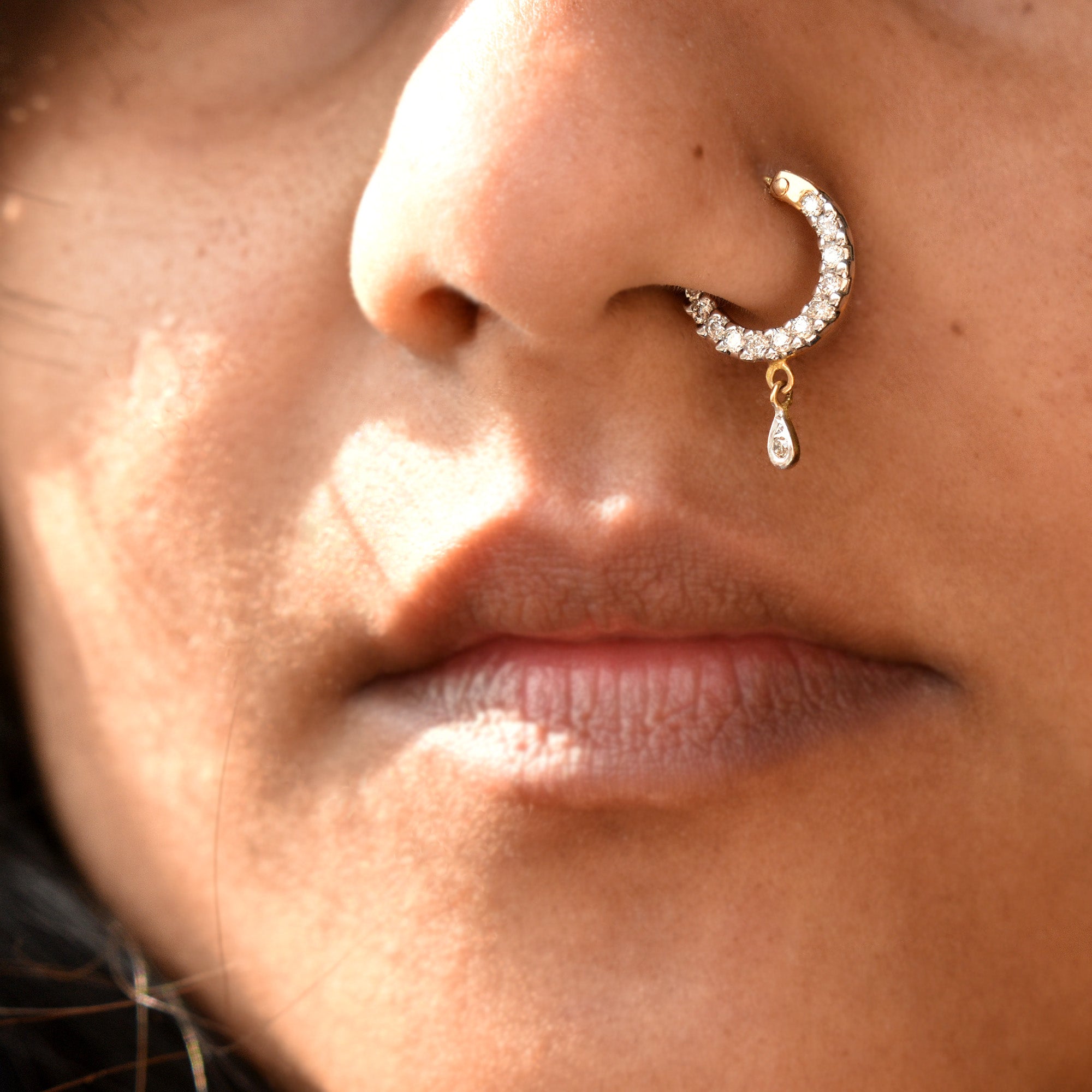 Mens Nose Ring Hoop CRYSTAL Diamante Stud Small Nose Ring 6mm 8mm Piercing  | eBay