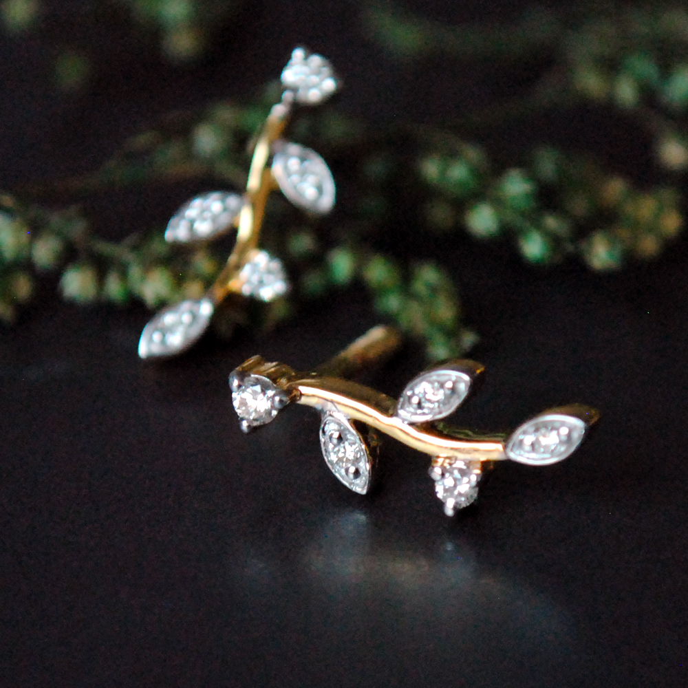 Leaf Twirl  Maroon Ruby American Diamond Gold Plated Jewellery Set   Priyaasi