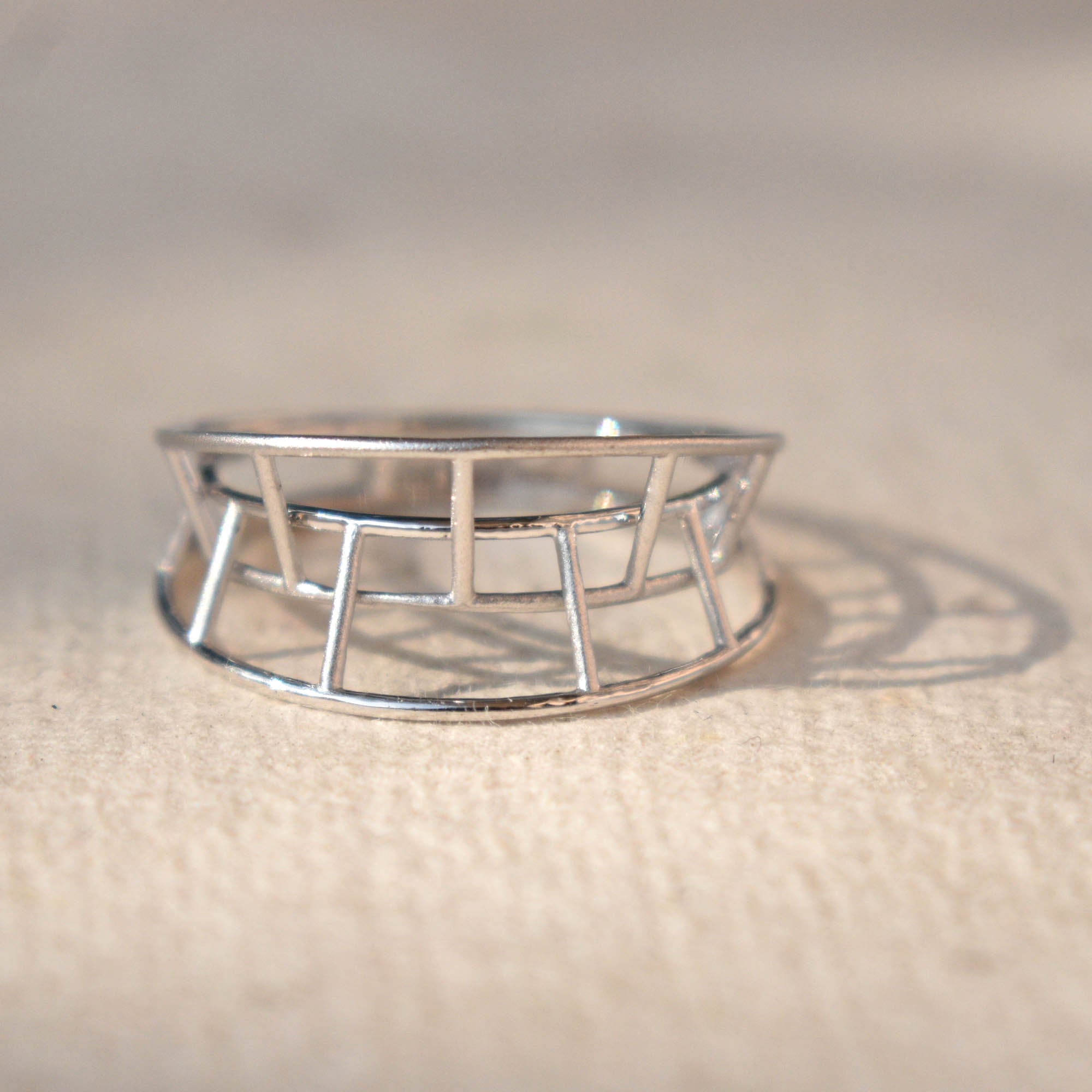 18kt yellow gold and sterling silver caged diamond ring