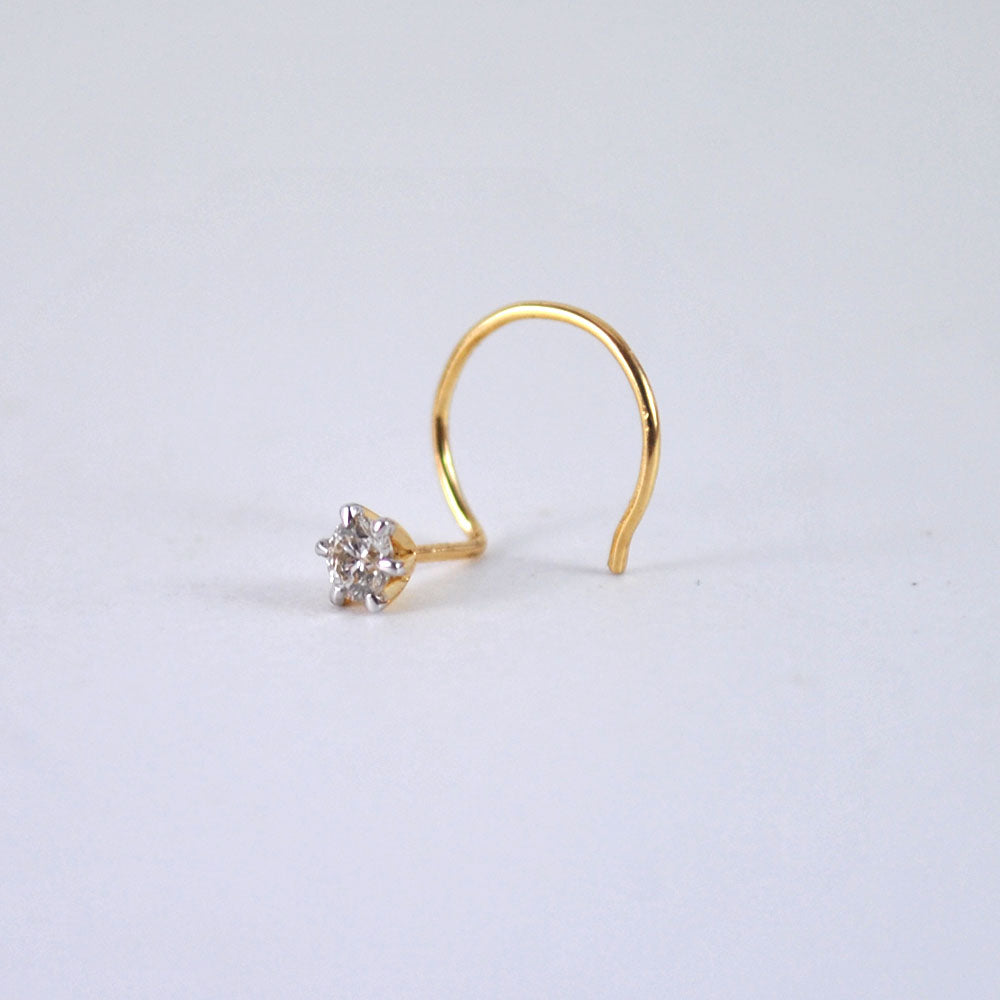 0.06 Carat 5-Stones Diamond Nose Pin Open Hoop in 18K Yellow Gold -  Walmart.com
