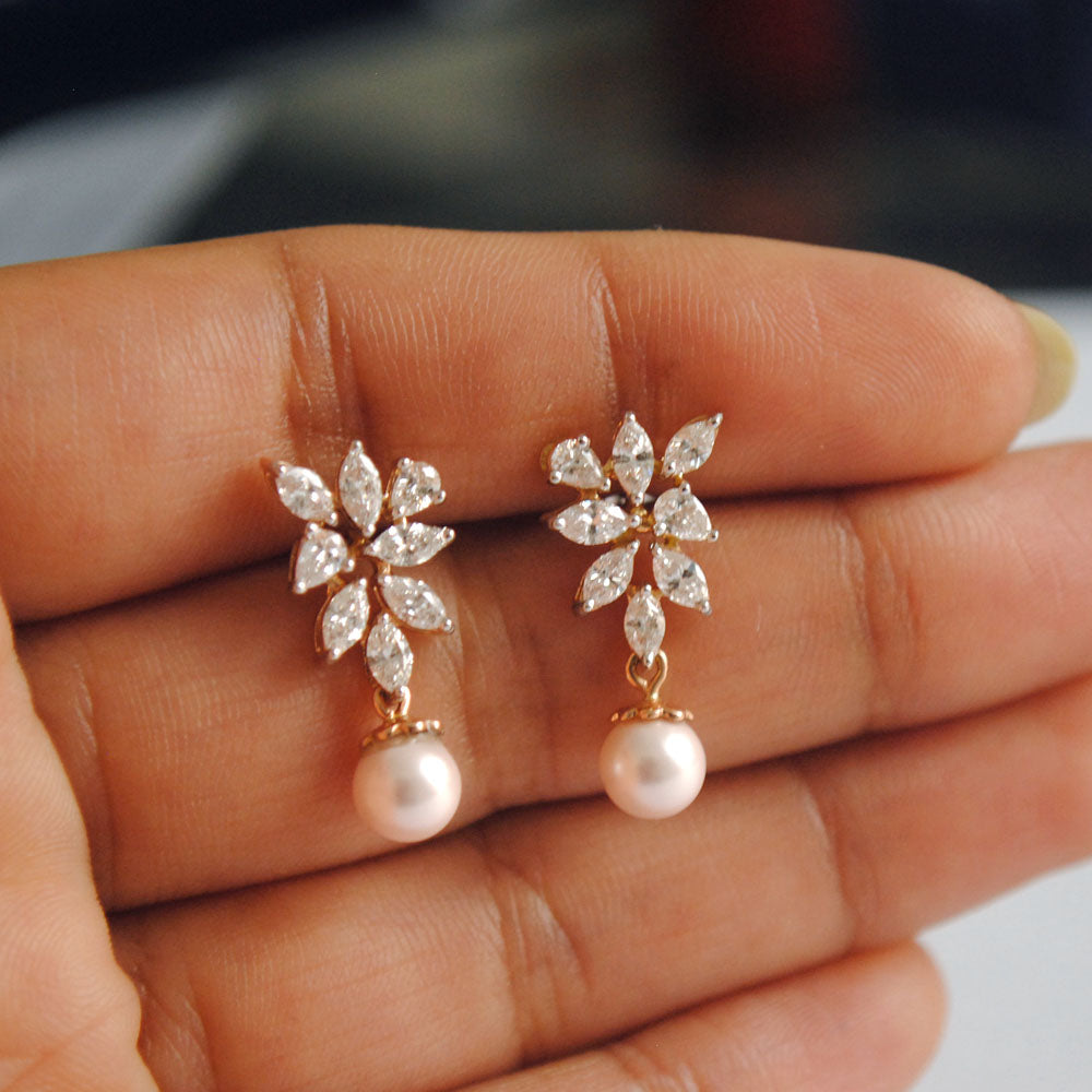 Discover 84+ pearl diamond cluster earrings latest - esthdonghoadian