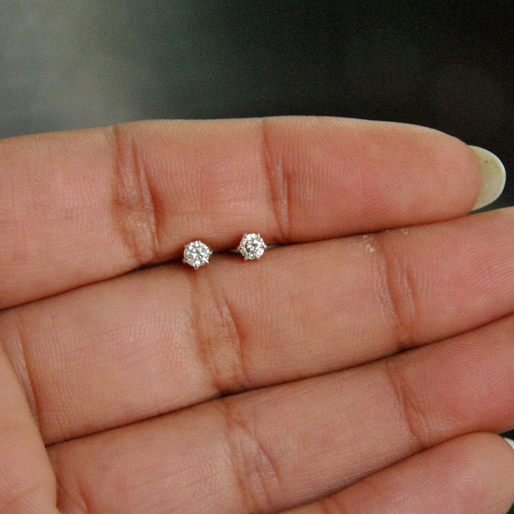 Small Genuine Diamond Stud Earrings / 2.5mm Natural Tiny Diamond