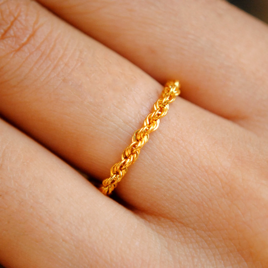 Solild Gold-Tone Chain Ring – www.pipabella.com