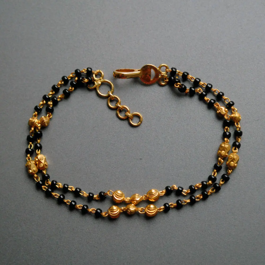 Latest Black Beads And Gold Beads Bracelet Designs With Weight And Price