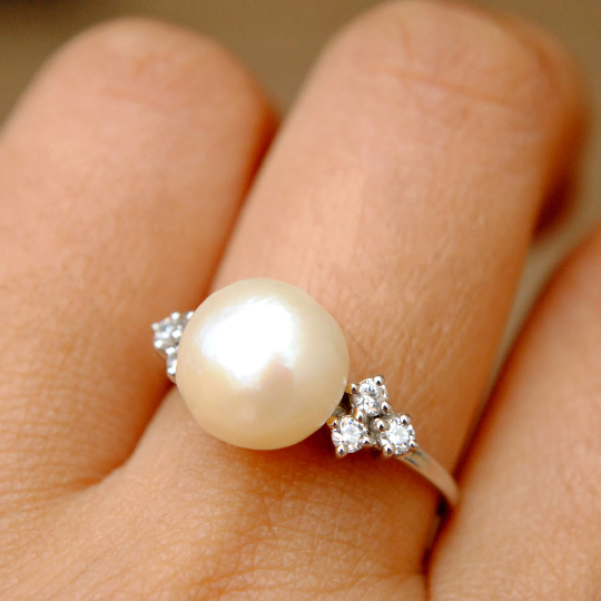 Raw Diamond & Pearl Ring – Stone Orchard Jewelry