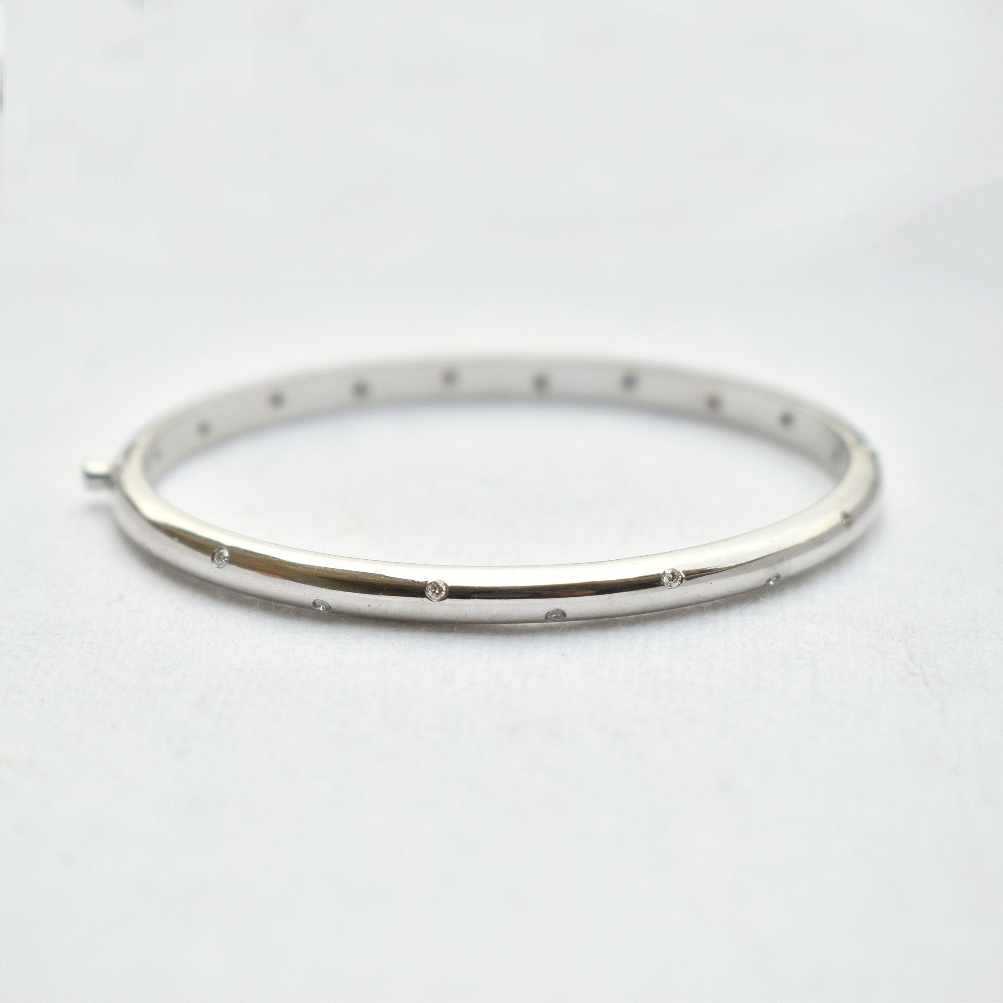 4mm Wide Etoile Diamond Oval Hinged Bangle in Solid 925 Sterling Silve   Abhika Jewels